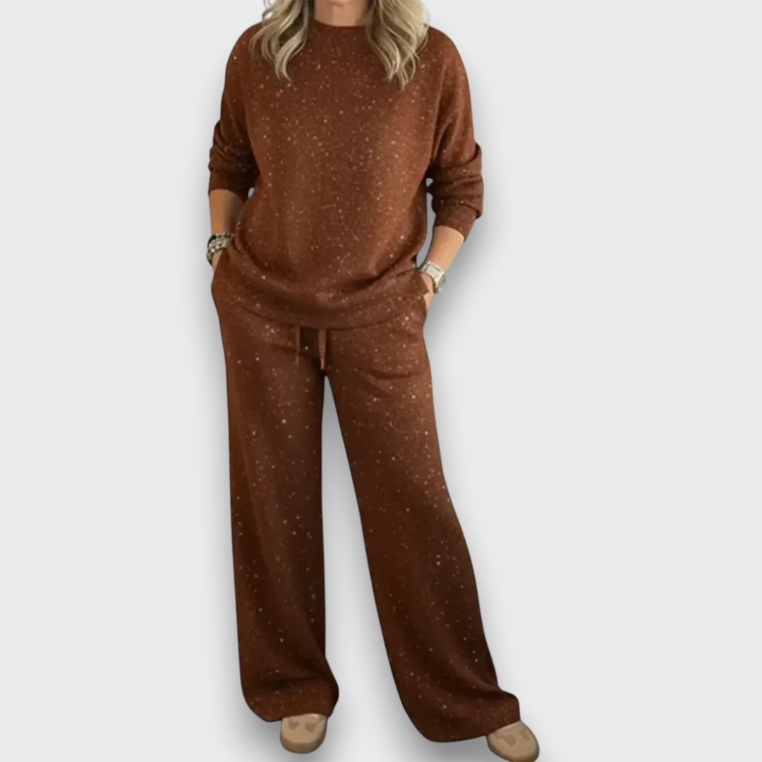 Women's Long Sleeve And Wide Leg Pants Set