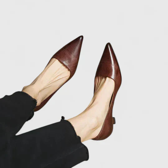 Vera Women's Kitten Heel Slingback Pumps Burgundy