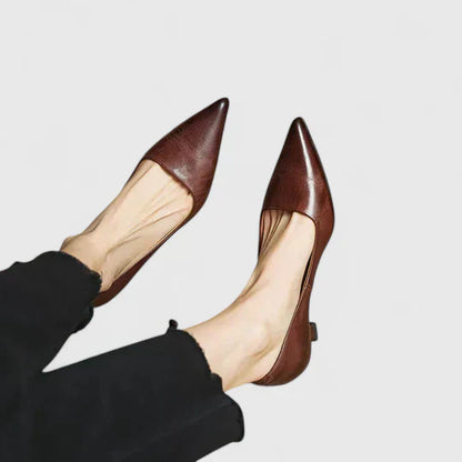 Vera | Women's Pointed Toe Slingback Kitten Heels in Burgundy