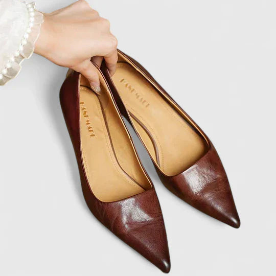 Vera Women's Kitten Heel Slingback Pumps Burgundy