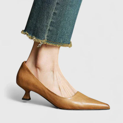 Vera Women's Kitten Heel Slingback Pumps Burgundy
