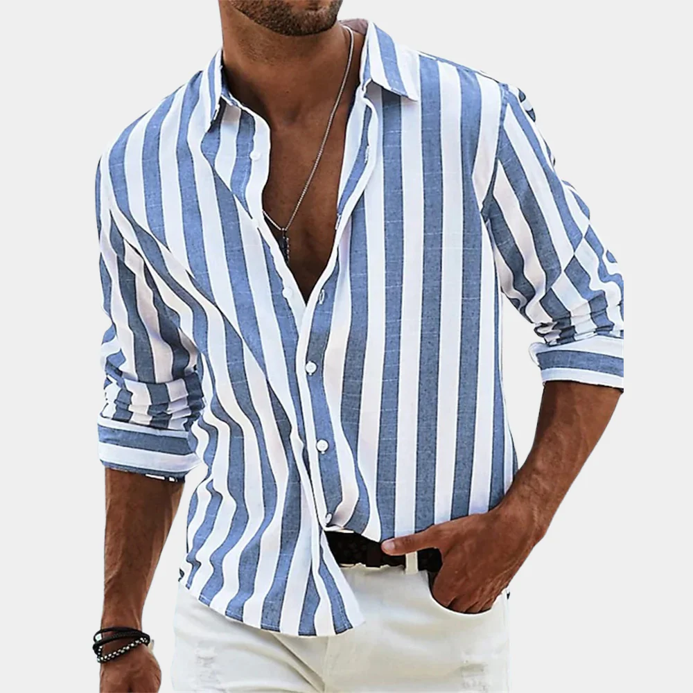 Men's Linen Striped Shirt