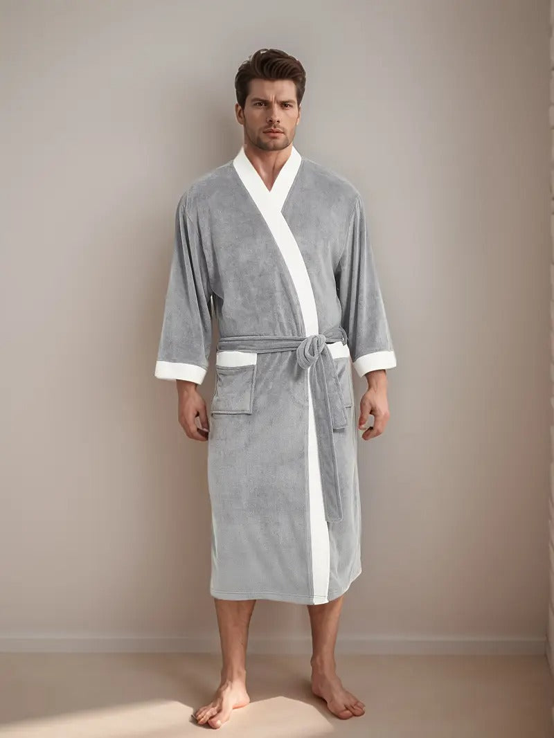 Men's Lightweight Spa Bathrobe Kimono Cotton