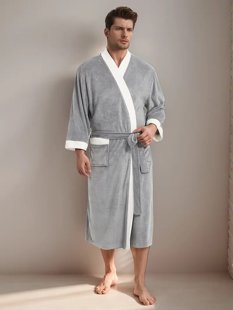 Men's Lightweight Spa Bathrobe Kimono Cotton