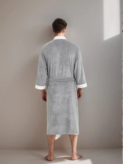 Men's Lightweight Spa Bathrobe Kimono Cotton