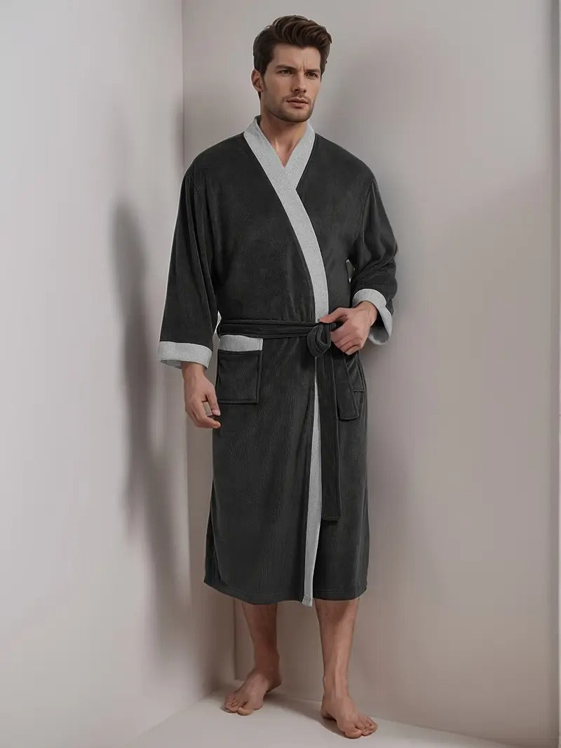 Men's Lightweight Spa Bathrobe Kimono Cotton