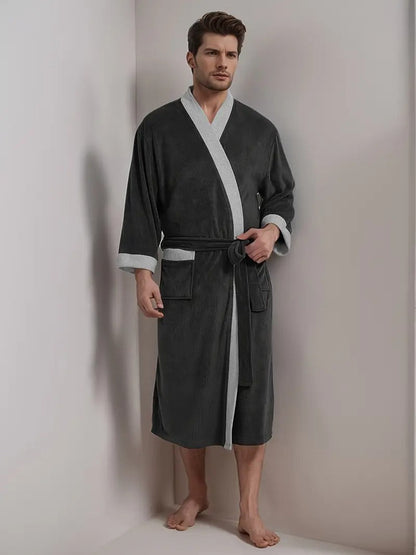 Men's Lightweight Spa Bathrobe Kimono Cotton