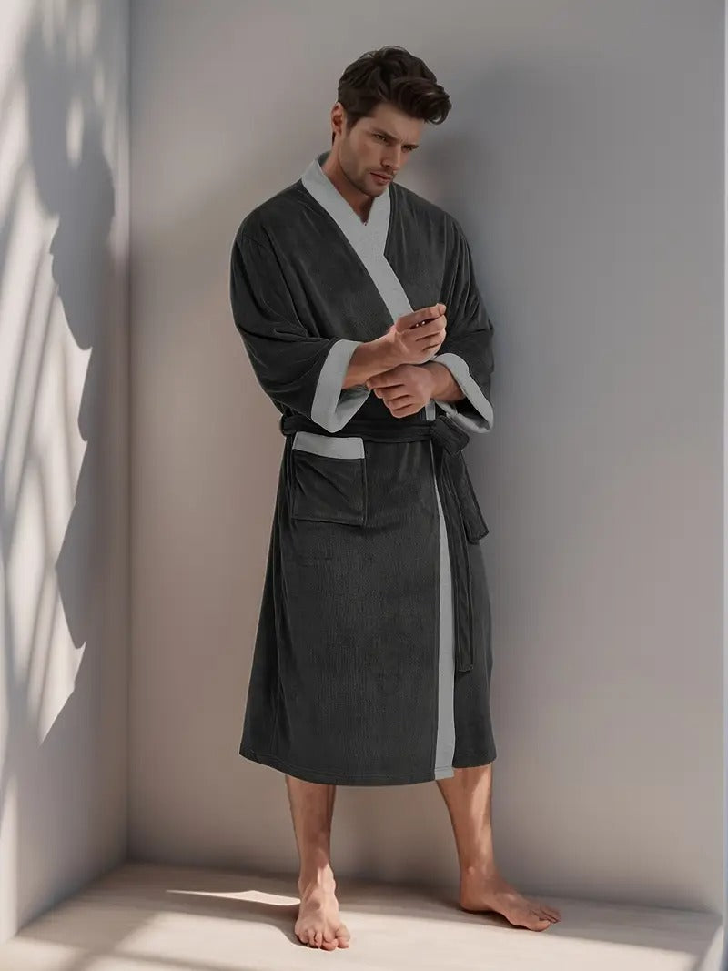 Men's Lightweight Spa Bathrobe Kimono Cotton