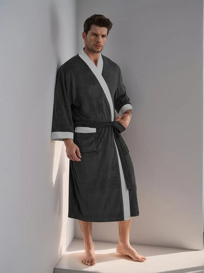 Men's Lightweight Spa Bathrobe Kimono Cotton