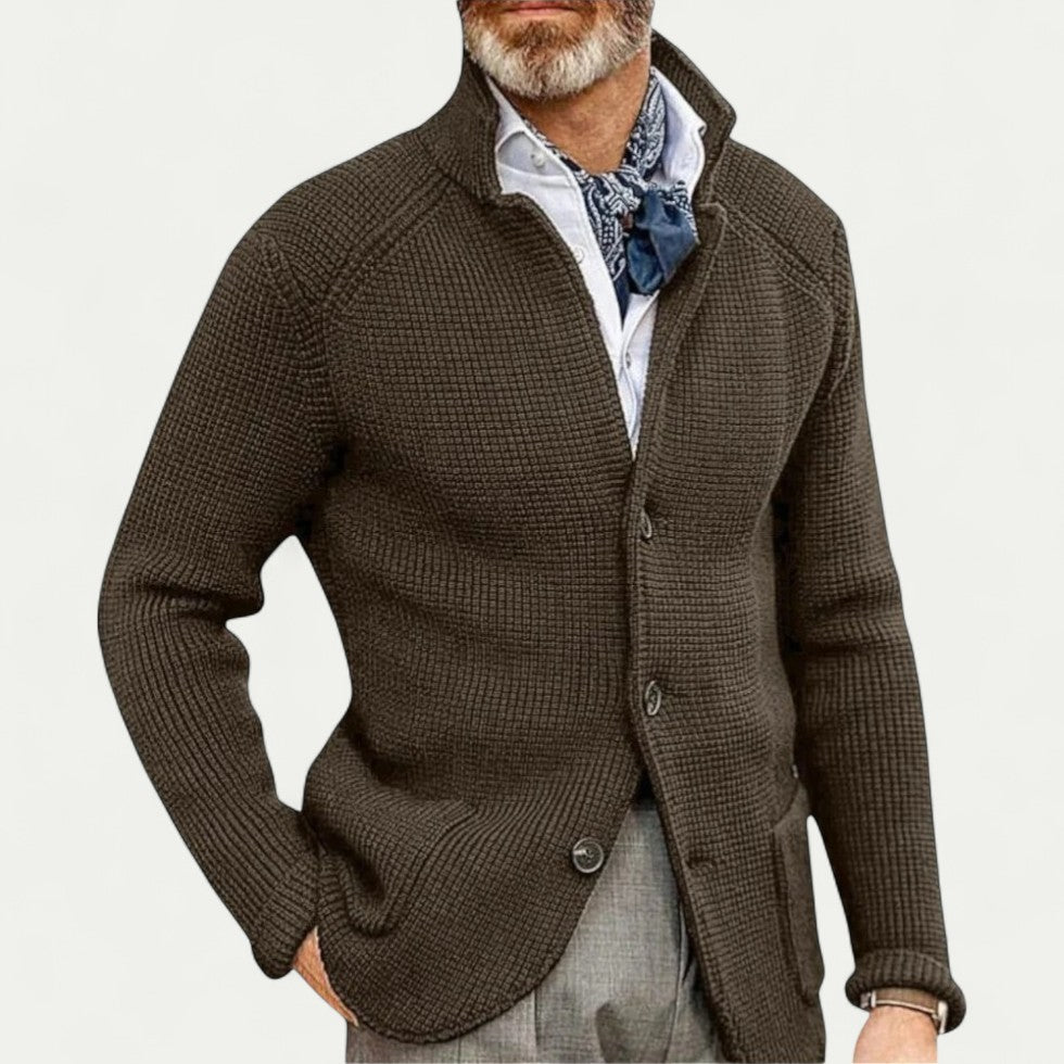 Men's Textured Knit Cardigan Button Front Sweater - Vonnera