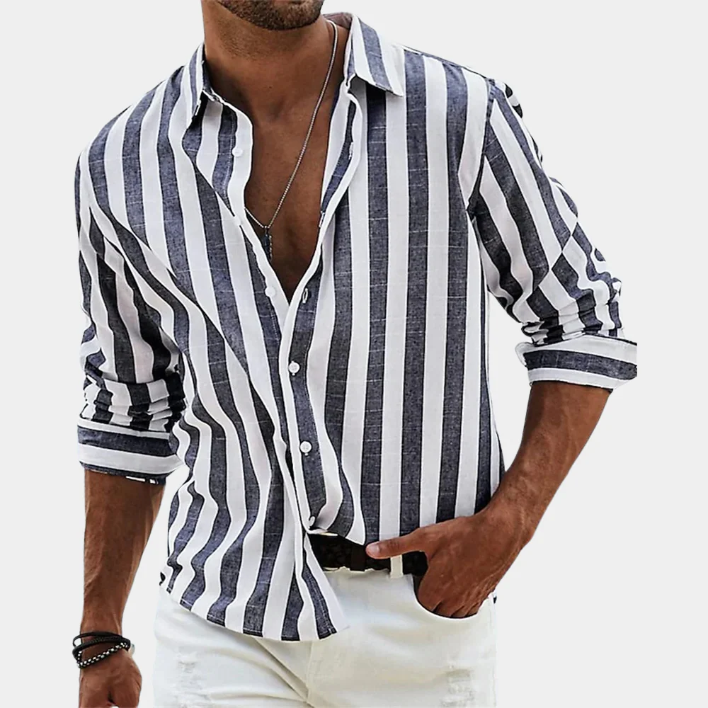 Men's Linen Striped Shirt