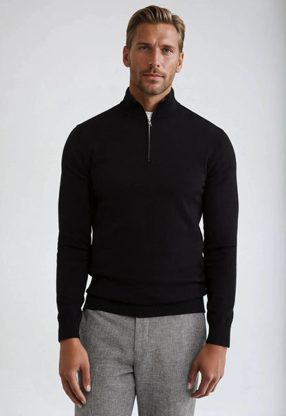 Men's Quarter Zip Sweater Wool Old Money
