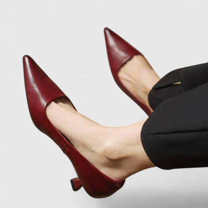 Vera Women's Kitten Heel Slingback Pumps Burgundy - Vonnera