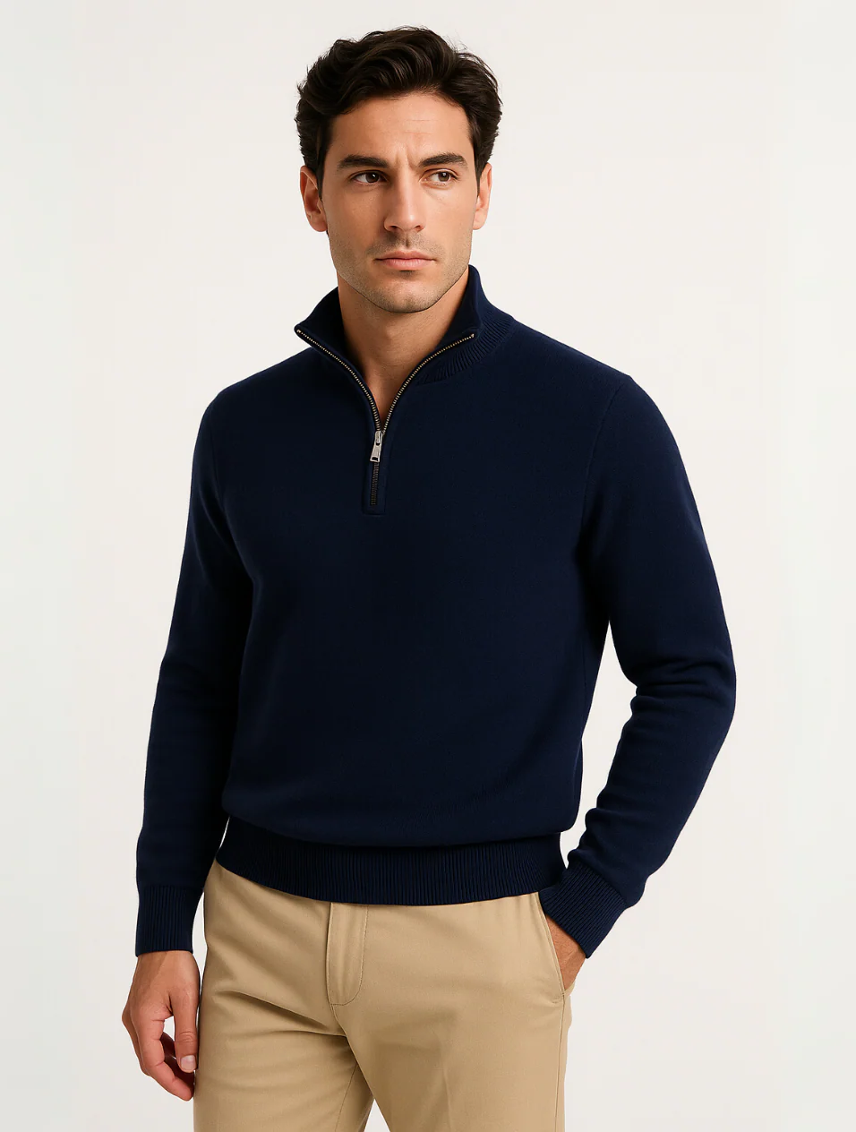 Men's Half-Zip Sweater Navy Blue