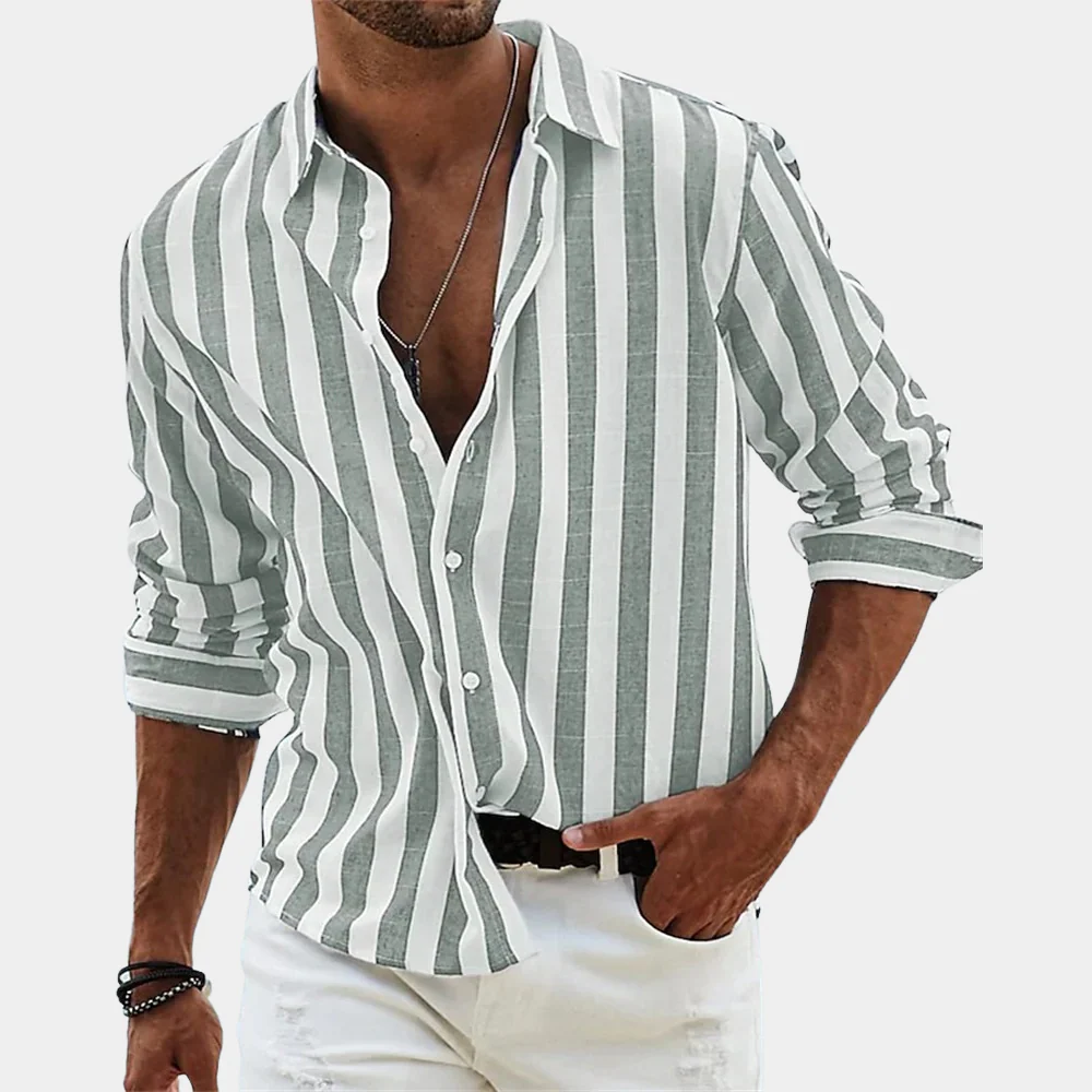 Men's Linen Striped Shirt