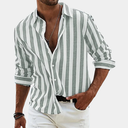 Men's Linen Striped Shirt