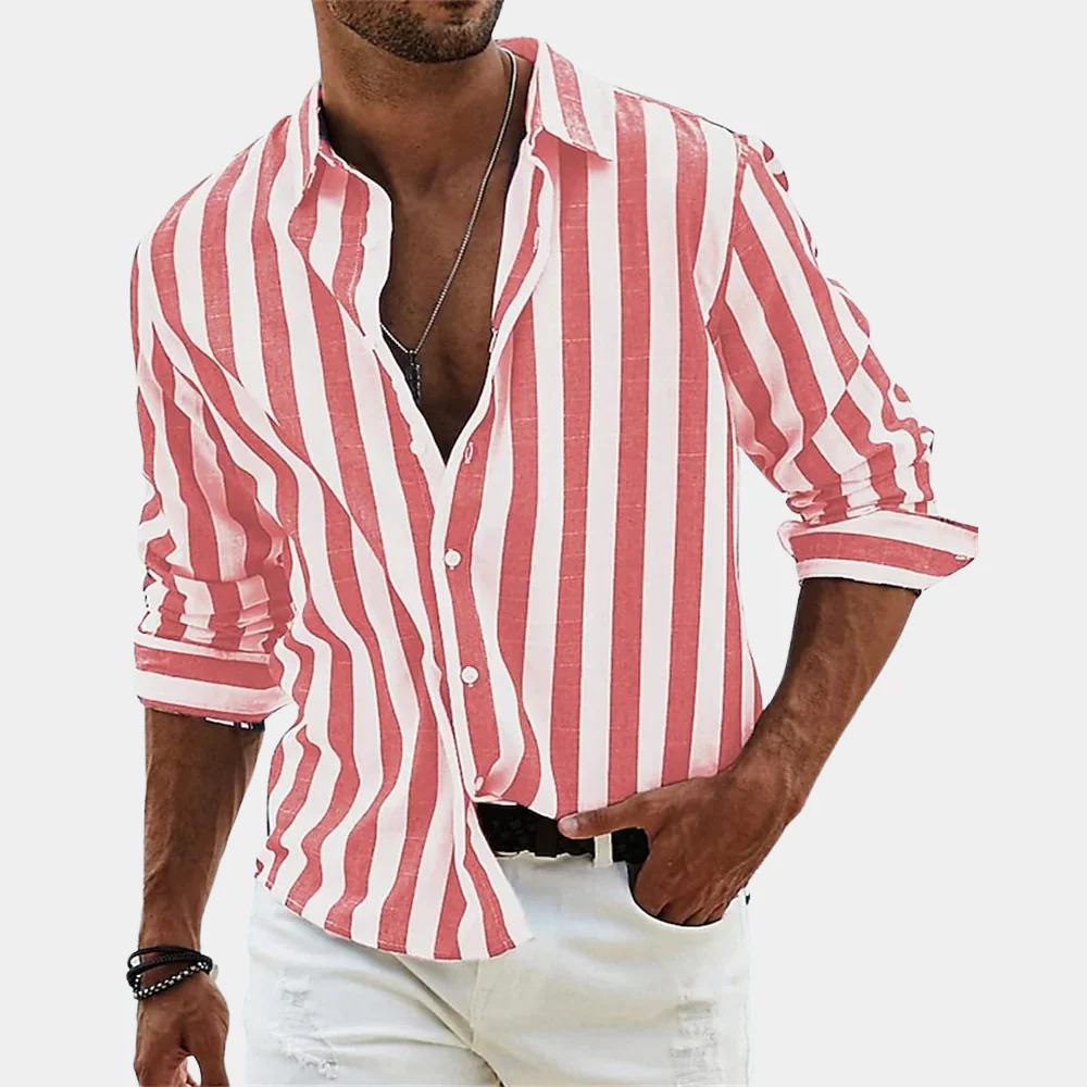 Men's Linen Striped Shirt