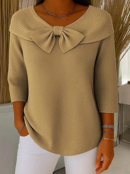 Women's Bow Sweater Round Neckline