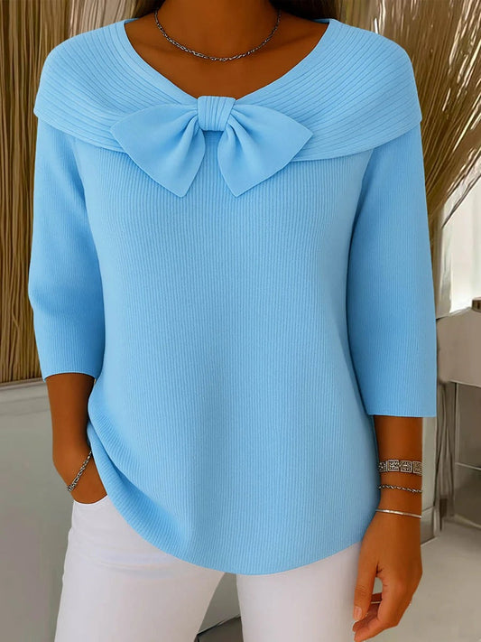 Alana™ | Women's Sweater with Bow and Round Neckline