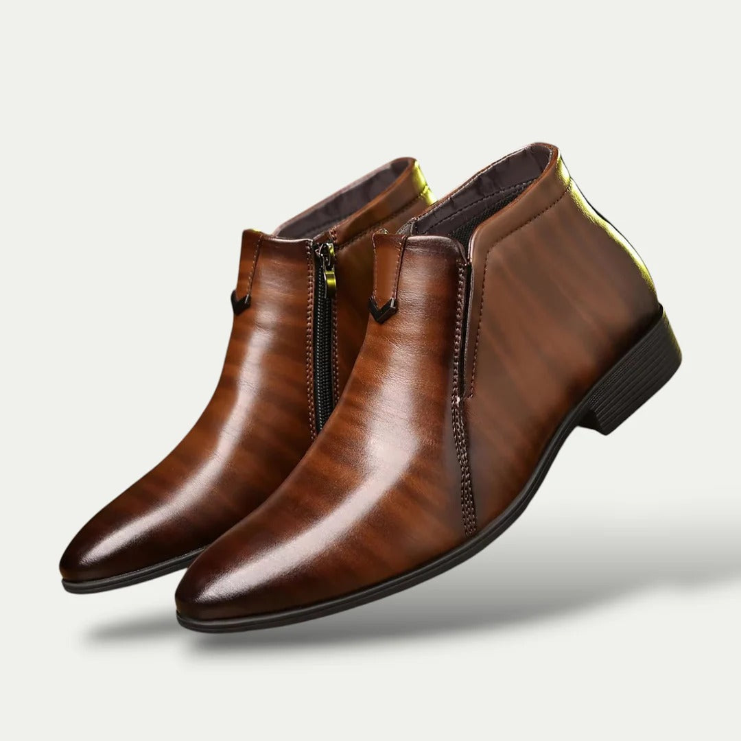 Men's Leather Ankle Boots Vintage Dress Shoes - Vonnera