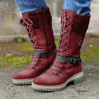 Women's Lace-Up Boots with Cuff