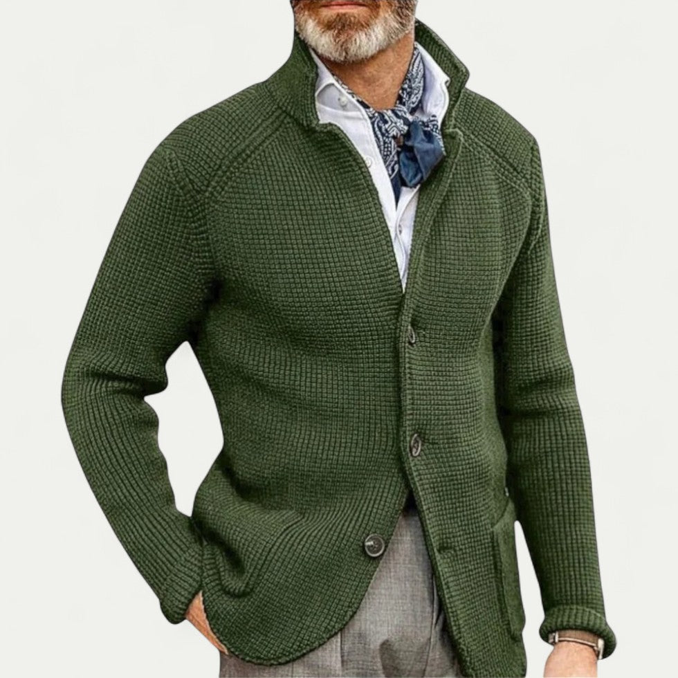 Men's Textured Knit Cardigan Button Front Sweater