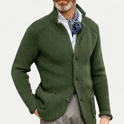Men's Textured Knit Cardigan Button Front Sweater