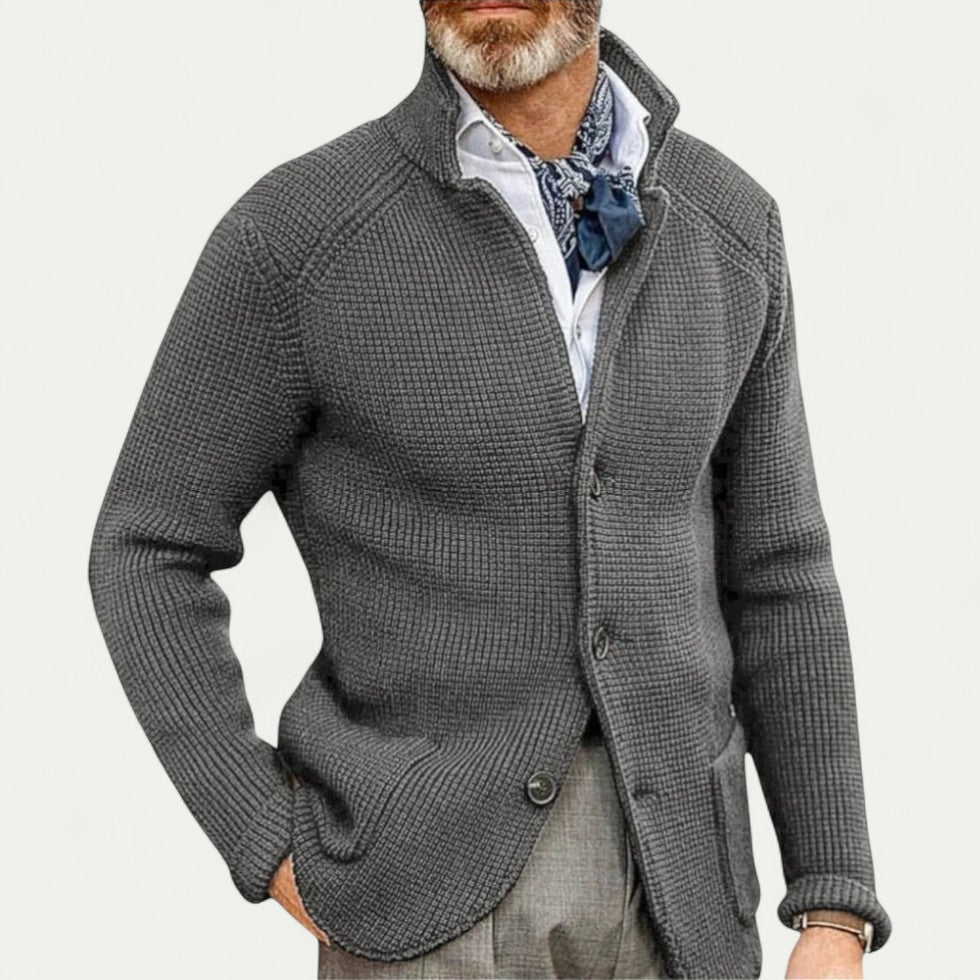 Men's Textured Knit Cardigan Button Front Sweater