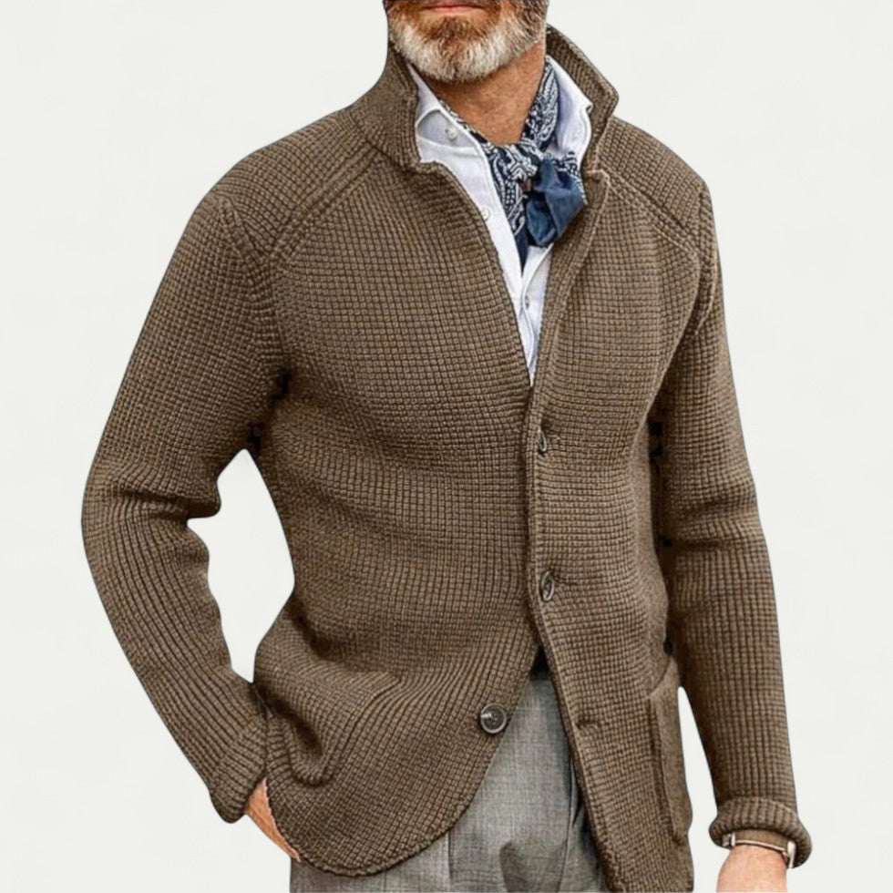 Men's Textured Knit Cardigan Button Front Sweater