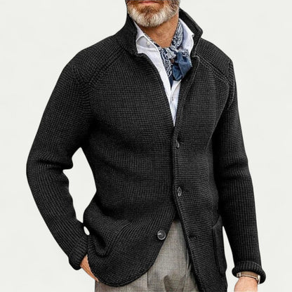 Men's Textured Knit Cardigan Button Front Sweater