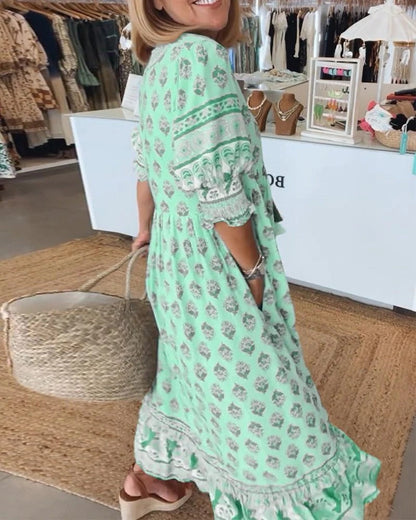 Women's Boho Midi Tassel Dress