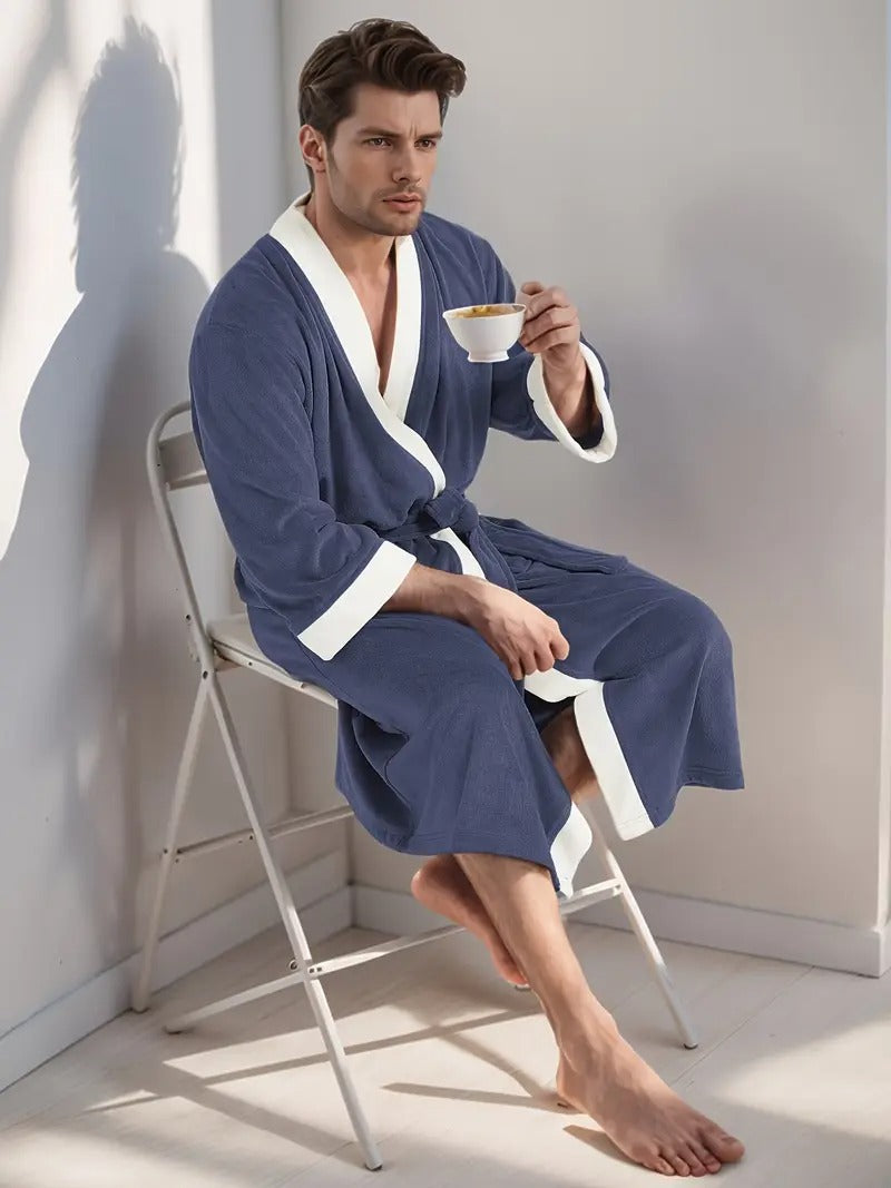 Men's Lightweight Spa Bathrobe Kimono Cotton