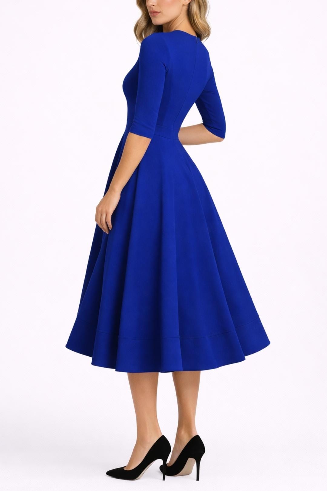 Image of Irene | Women's V-Neck A-Line Midi Dress