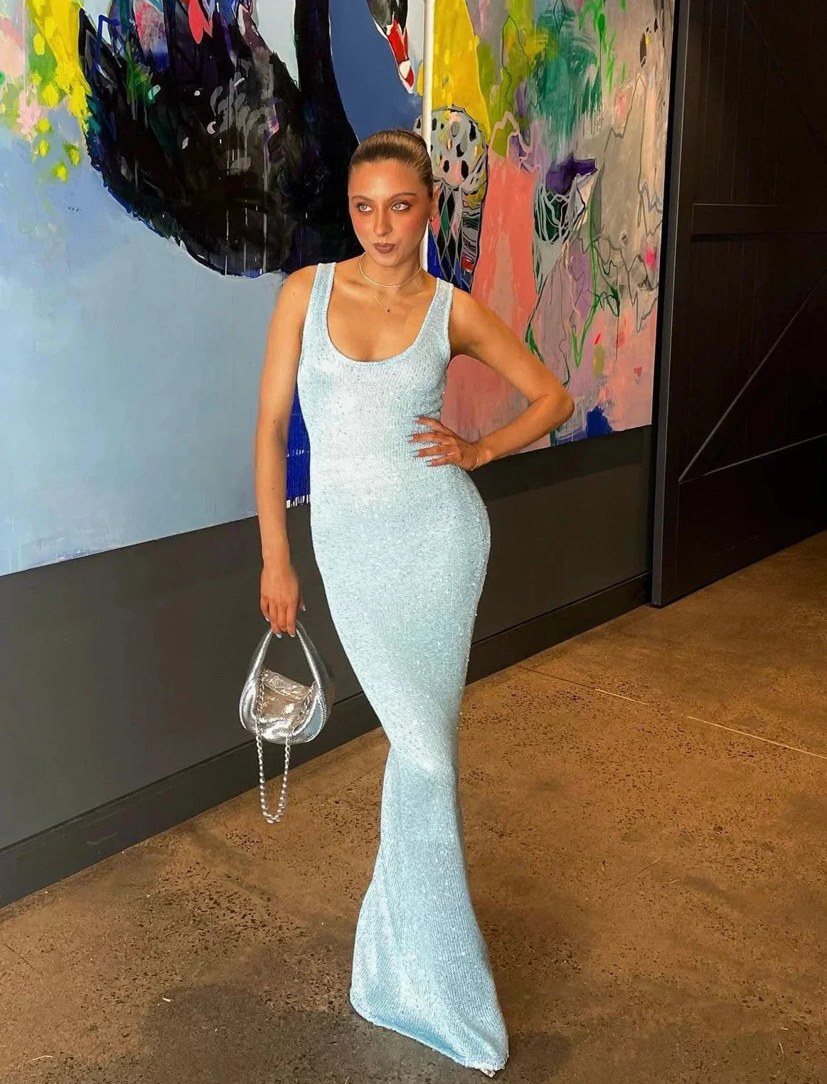 Irina Women's Sleeveless Maxi Dress Icy Blue