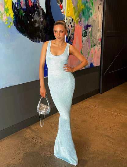 Irina Women's Sleeveless Maxi Dress Icy Blue - Vonnera