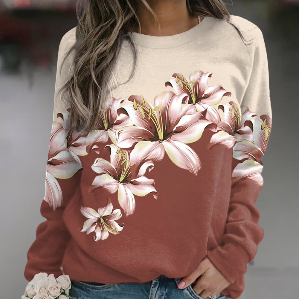 Women's Floral Sweatshirt Soft Breathable Long Sleeve - Vonnera