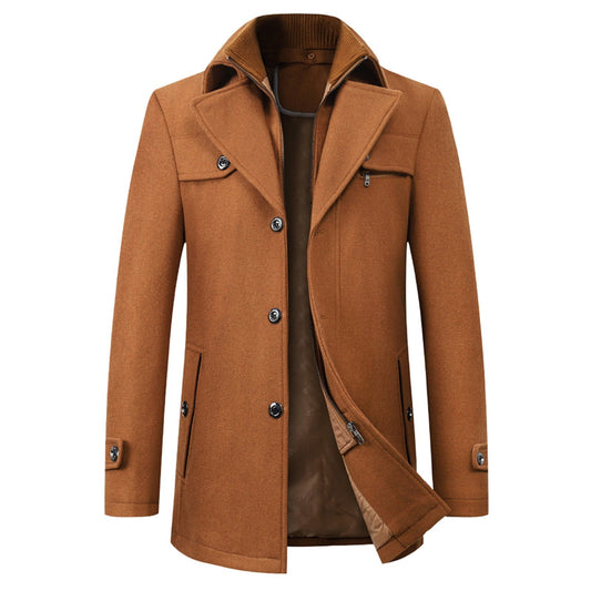 Elegant Double Collar Wool Coat - Vonnera