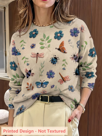 Women's Long Sleeve Printed Sweater - Vonnera