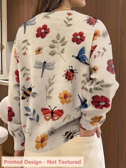 Image of Jacqueline | Women's Long Sleeve Printed Sweater