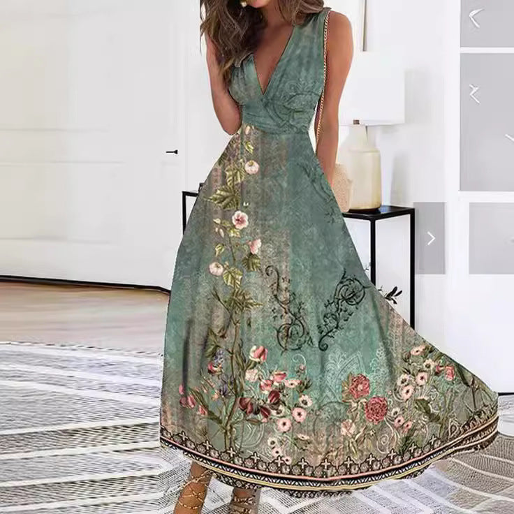 Women's Floral A-Line Maxi Dress Sleeveless - Vonnera