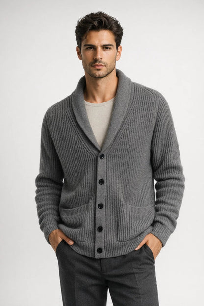 Men's Shawl Collar Cardigan Sweater - VibreMode