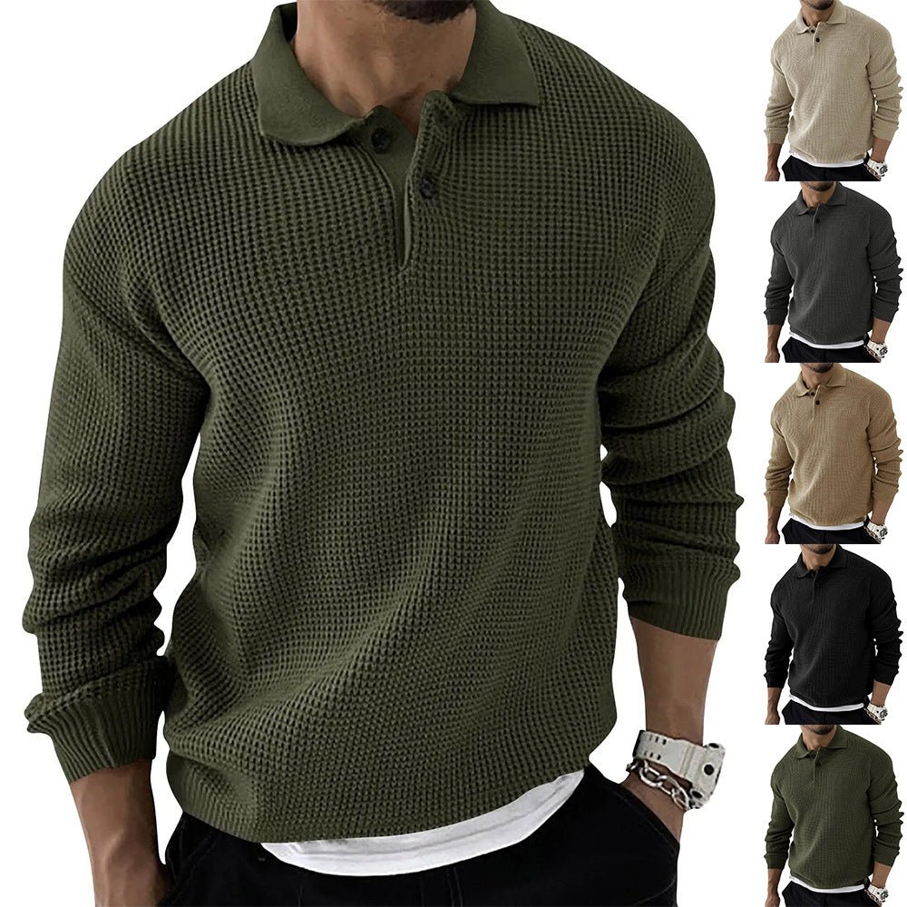 Men's Polo Sweater Button Down Cotton - Vonnera