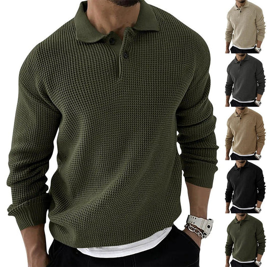 Men's Polo Sweater Button Down Cotton - Vonnera