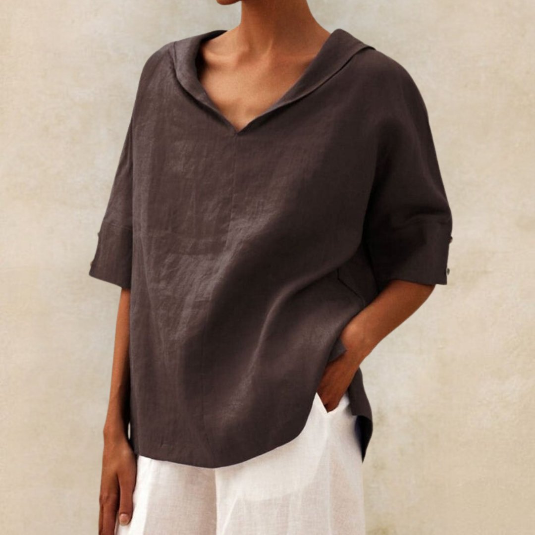 Image of Jamie | Women's V-Neck Loose Fit Blouse