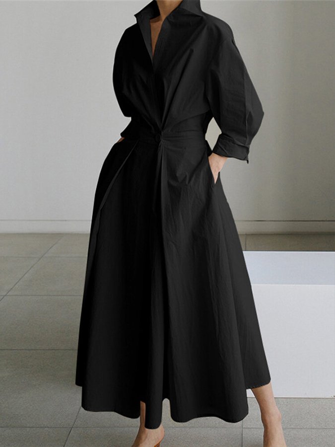 Image of Jane | Women's Collared A-Line Midi Dress