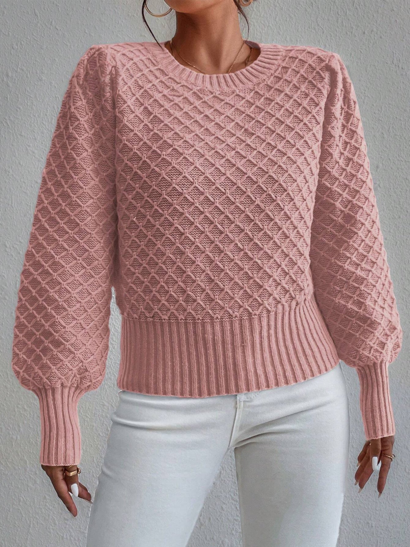Women's Textured Knit Long Sleeve Sweater - Vonnera