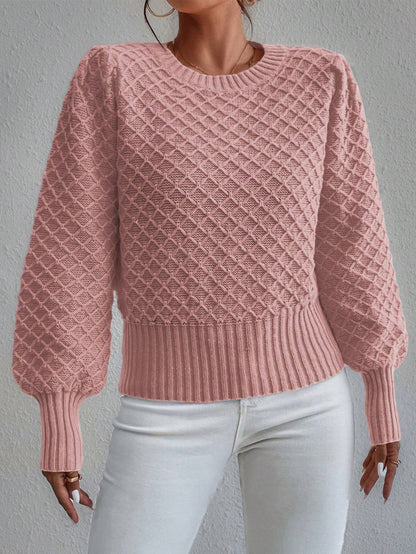 Women's Textured Knit Long Sleeve Sweater - Vonnera