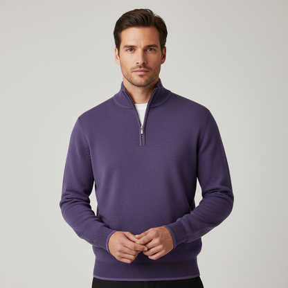 Men's Mock Neck Quarter Zip Sweater - Vonnera