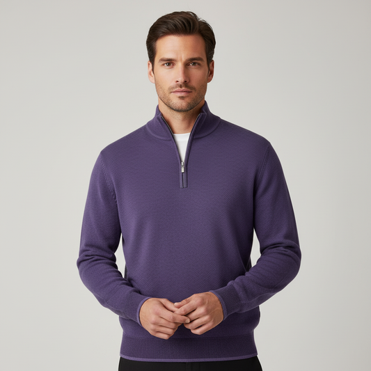 Men's Mock Neck Quarter Zip Sweater - Vonnera