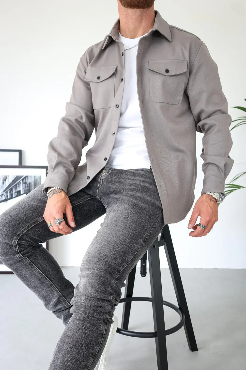 Jay | Men's Button-Down Long Sleeve Shirt Jacket - Image 1
